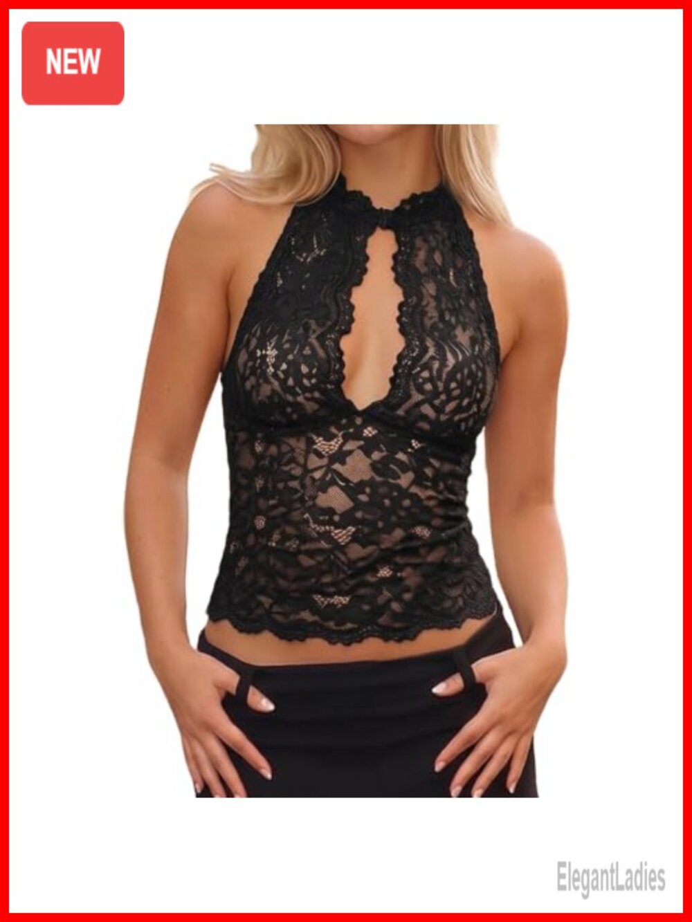 Sheer Lace Tank Top Sleeveless Floral Embroidery Mesh See Through Slim Fit